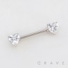 CZ HEART 316L SURGICAL STEEL NIPPLE RING
